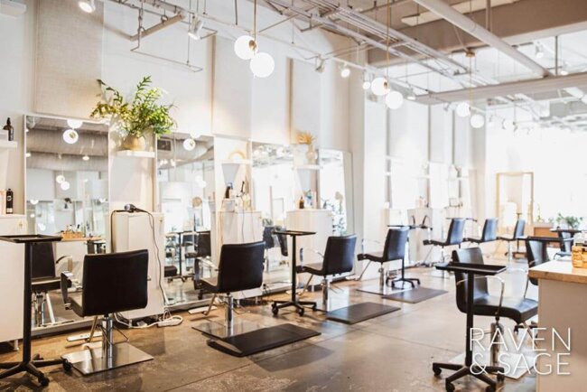Hair Stylist stations at Raven & Sage Salon San Diego